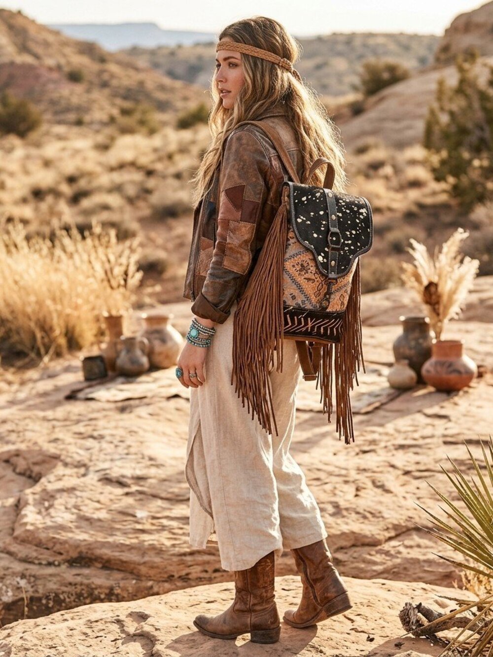 Boho Fringe Buckle Crossbody Bag
